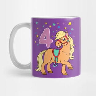 Cute Pony 4th Birthday Girls Horse Girl 4 Years Old Mug